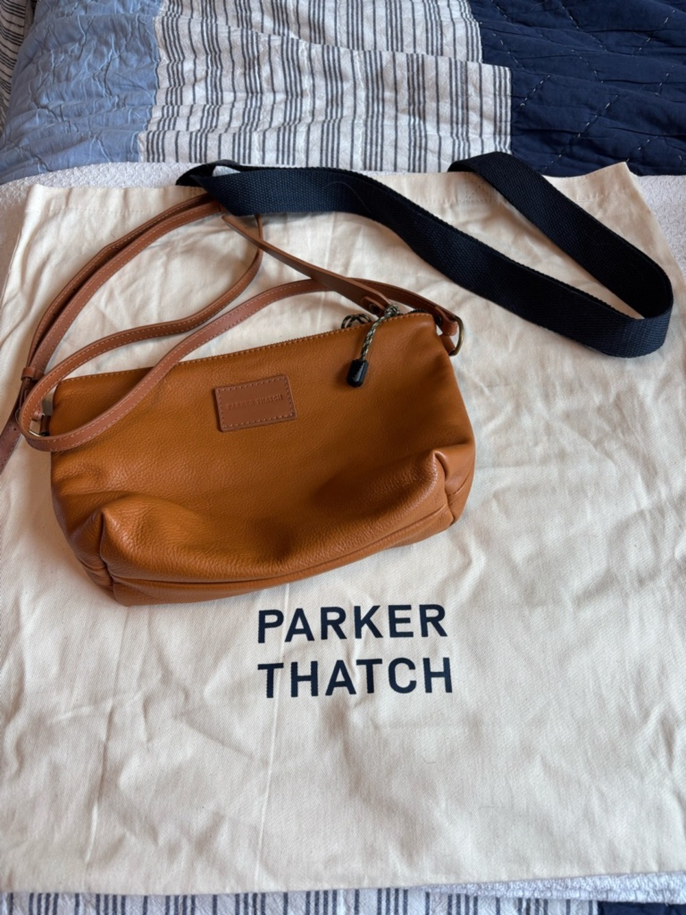 Parker Thatch Big Buddy Bag with Removable Strap - Cognac Leather